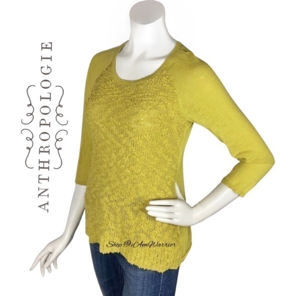 Anthropologie Little Yellow Bird citron textured pullover *shop@iamwarrior - Picture 2 of 9